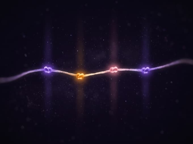A glowing thread marked with knots for the years ahead